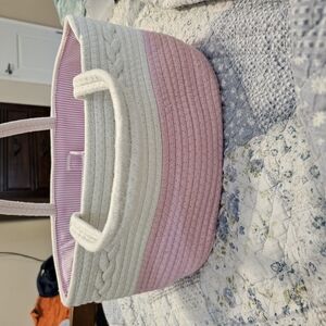 Pink and White Striped Women's Tote Bag